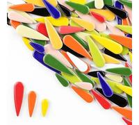 Mosaique Loisir Creatif Carreaux de céramique en forme de gouttelettes d'eau, 100g/3.5oz, mosaïque en porcelaine for bricolage, forme de gouttes de pluie, mélange de 3 tailles, multicolores en option(