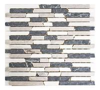 Mosaïque Marbre Pierre Naturelle Beige Gris Noir Brick Composite Baguettes Miroir Mosaïque Brique Murale Bain - MOS40-0204