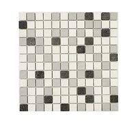 Mosaïque mixte résine & pierre 30 x 30 cm - carreau 2,5 x 2,5 cm mixte pierre et résine blanche