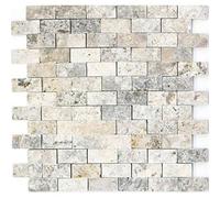 Mosaïque - MOSANI - Travertin 3D - Pierre Naturelle - Gris Blanc - 0,09 m²