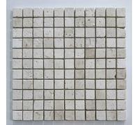 Mosaïque Murale en Travertin Vieilli Emelas, 30,5 x 30,5 cm, Beige