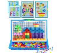 Mosaïque Puzzle Jouet Bloc Jeux de Construction Jigsaw Puzzle 3d Clous de Champignon Colorées Créatif DIY Briques Construction Jouet Educatif Cadeau Noël pour Enfant 3 Ans et Plus (592pcs)