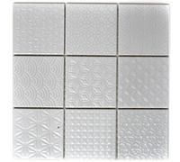 Mosaïque rétro vintage mur céramique blanc structure carreau salle de bain carrelage mural - MOS22B-0104