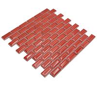 Mosaïque rouge effet métro céramique brillant rectangle mur sol cuisine salle de bain douche