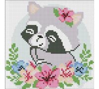 Mosaïque sans cadre en forme de diamant - Flower raccoon Kids
