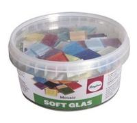 Rayher Assortiment de pierres de mosaïque, multicolore, 1 assortiment (500g), 2x2cm, verre souple, transparent, brillant, résistant au gel, arts créatifs, décoration-14795999