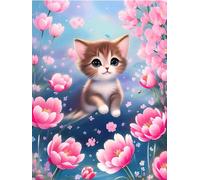 Mosaïque Strass Carrée Autocollants De Peinture Diamant Mignons De Chat Animal De Compagnie Guérisseur Loisir Créatif Débutant, Idée Cadeau Original Pour Noël