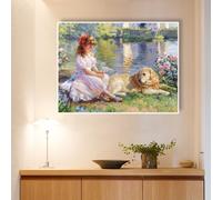 Mosaïque Strass Carrée Mur De Fond De Salon Chambre À Coucher Paysage Rural Figure Peinture Diamant Complète Faite À La Ma Loisir Créatif Débutant, Idée Cadeau Original Pour Noël
