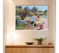 Mosaïque Strass Carrée Mur De Fond De Salon Chambre À Coucher Paysage Rural Figure Peinture Diamant Complète Faite À La Ma Loisir Créatif Débutant, Idée Cadeau Original Pour Noël