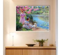 Mosaïque Strass Carrée Mur De Fond De Salon Chambre À Coucher Paysage Rural Figure Peinture Diamant Complète Faite À La Ma Loisir Créatif Débutant, Idée Cadeau Original Pour Noël