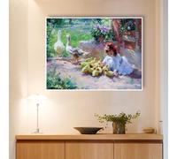 Mosaïque Strass Carrée Mur De Fond De Salon Chambre À Coucher Paysage Rural Figure Peinture Diamant Complète Faite À La Ma Loisir Créatif Débutant, Idée Cadeau Original Pour Noël