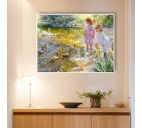Mosaïque Strass Carrée Mur De Fond De Salon Chambre À Coucher Paysage Rural Figure Peinture Diamant Complète Faite À La Ma Loisir Créatif Débutant, Idée Cadeau Original Pour Noël