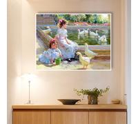 Mosaïque Strass Carrée Mur De Fond De Salon Chambre À Coucher Paysage Rural Figure Peinture Diamant Complète Faite À La Ma Loisir Créatif Débutant, Idée Cadeau Original Pour Noël