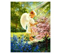 Mosaïque Strass Carrée Peinture À Suspendre Pour Chambre À Coucher Avec Des Anges Et Des Enfants, En Pâte De Diamant, Poin Loisir Créatif Débutant, Idée Cadeau Original Pour Noël