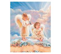 Mosaïque Strass Carrée Peinture À Suspendre Pour Chambre À Coucher Avec Des Anges Et Des Enfants, En Pâte De Diamant, Poin Loisir Créatif Débutant, Idée Cadeau Original Pour Noël