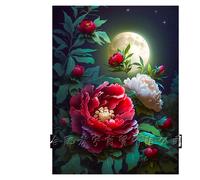 Mosaïque Strass Carrée Peinture À Suspendre Pour Salon Avec Combinaison De Fleurs En Diamant Complet, Peinture Sur Maçonne Loisir Créatif Débutant, Idée Cadeau Original Pour Noël