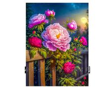 Mosaïque Strass Carrée Peinture À Suspendre Pour Salon Avec Combinaison De Fleurs En Diamant Complet, Peinture Sur Maçonne Loisir Créatif Débutant, Idée Cadeau Original Pour Noël