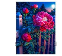 Mosaïque Strass Carrée Peinture À Suspendre Pour Salon Avec Combinaison De Fleurs En Diamant Complet, Peinture Sur Maçonne Loisir Créatif Débutant, Idée Cadeau Original Pour Noël