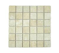 Mosaïque Travertin Ivoire Vieilli, 30,5 x 30,5 x 1 cm, Carrelage pour Intérieur et Extérieur