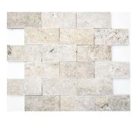 Mosaïque Travertin - MOSANI - Gris Clair - Brique Éclatée - Aspect 3D - Pare-éclaboussures