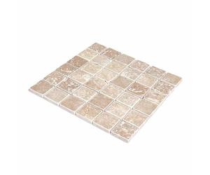 Mosaïque travertin Noce 4,8x4,8 - plaque de 30x30 cm - 1cm épaisseur