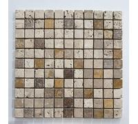 Mosaïque Travertin Trois Couleurs Mélangées, 30,5 x 30,5 cm, pour Sols et Murs