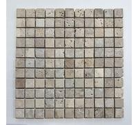 Mosaïque Travertin Vieilli Noyer, 30,5 x 30,5 cm, Pierre Naturelle pour Sols et Murs