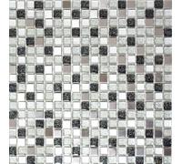 Mosaïque Verre Pierre Acier Noir/Argent Mélange Mur Bain Art: WB92-0207 1 Mat