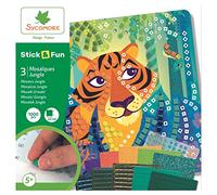 Mosaïques autocollantes pour enfants - 3 tableaux Jungle - Loisir créatif - Stick & Fun - Dès 5 ans - Sycomore - CRE7006