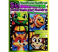 Mosaïques Mystères - Coloriage par numéro : 50 animaux sur fond noir - 24 couleurs • Carrés 1 cm: Images cachées à révéler - Pages grand format, ... - Développe motricité fine et concentration