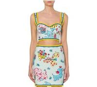 Moschino Calico Animals Pique Bralette Blue Taille: 46 | Tanktops Outlet | Femme | Bleu