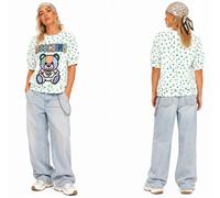 Moschino Couture Sweatshirt Teddy Bear Patch Fleurs Blanc S Regular