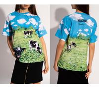 MOSCHINO COUTURE T-Shirt Oversize Imprimé Vache Campagne Bnwt L