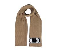 MOSCHINO Écharpe homme laine côtes logo central chameau, Camel, Taille unique