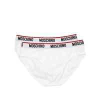 Moschino Lot de 2 slips avec logo élastique, modèle A1392 4300, couleur blanche (S)