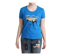 Moschino - T-shirt en Coton Bleu Viens Jouer 4 Nous - Femme - Tops - Bleu - Taille: 44 FR