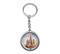 Moscou Russie 3D Verre Cristal Porte-clés Porte-clés Rotation Décoration Touristique Souvenir Hommes Femmes Accessoires Cadeau Rotation Décoration