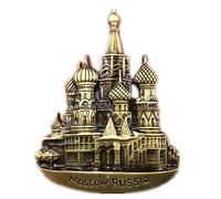 Moscou Russie Aimant de réfrigérateur 3D en métal fort Souvenir Touriste Aimant Chinois Fait à la main Artisanat Créatif Décoration de Maison et Cuisine Sticker magnétique (Moscou)