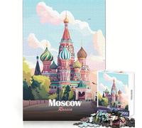 Moscou,Russie ︰ Puzzle 1000 pièces représentant la cathédrale Saint-Basile pour Adultes Développe la dextérité mentale Loisirs légers Ajustement Parfait (38x52cm)