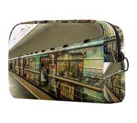 Moscow Metro Metro Trousse à cosmétiques pour femme, trousse de toilette de voyage, grande pochette de maquillage pratique avec fermeture éclair, multicolore, 18.5x7.5x13cm/7.3x3x5.1in, Trousse de