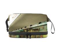 Moscow Metro Trousse à maquillage double couche pour femmes et filles, trousse de toilette de voyage, trousse de maquillage pratique avec compartiment à brosse, multicolore, 27x15x14 cm/10.6x5.9x5.5