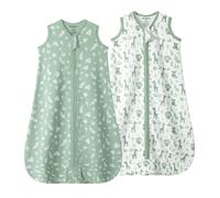 Mosebears Gigoteuse Gigoteuse d'été pour bébé 0,5 tog Gigoteuse bébé 100% Coton Gigoteuse Respirante pour bébé(2pièces Vert, L (12-18 Mois))