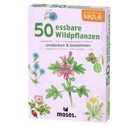 moses. 50 Plantes Sauvages comestibles - Cartes d'exploration de la Nature pour l'extérieur, Lot de Cartes à Collectionner et déterminer Les Herbes Sauvages, Connaissances des Plantes pour Enfants à