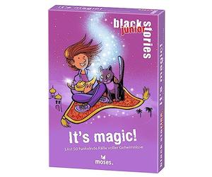 moses 90099 It's magic-50 - Jeu de cartes scintillants pleins de secrets et de magie - Licorne - Avec variante de jeu et jetons de points - Jeu de puzzle pour enfants à partir de 8 ans - Black Stories