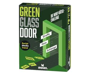 moses 90182 Green Glass Door-Social Media Trend Jeu pour Petits et Grands Groupes, défi énigmatique de Mots à partir de 12 Ans, Convient également comme Jeu de fête, Jaune