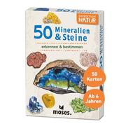 moses. 9824 Expedition Nature : 50 minéraux et pierres, pierres précieuses, or, argent et autres. Reconnaissez et déterminez les cartes pour les enfants à partir de 6 ans, avec des questions passionnantes (français non garanti), multicolore
