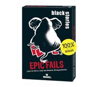 moses Black Stories Epic Fails - 50 Cas réels Autour des mésaventures absurdes, Cartes de Crime dans Un Nouveau Design avec Deux Variantes, Jeu d'énigmes pour Adolescents et Adultes, 90053, Blanc, m