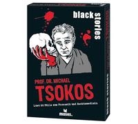 moses Black Stories Tsokos 90702 Lot de 50 Cas morbides de médecine légale et médicale juridique Jeu de Cartes de Crime avec Variante de Jeu et jetons de Points, Jeu d'énigmes pour Adolescents et