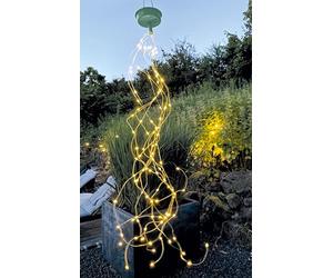 moses. Blatt & Blüte Guirlande lumineuse solaire à 100 LED blanc chaud sur fils de cuivre avec panneau solaire avec batterie et anse de suspension pour l'intérieur et l'extérieur