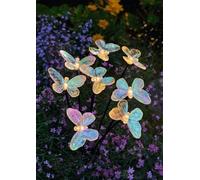 moses. Blatt & Blüte Lot de 8 piquets solaires en forme de papillon irisés avec LED blanc chaud, alimentés par l'énergie solaire et résistantes aux intempéries, décoration de jardin lumineuse pour